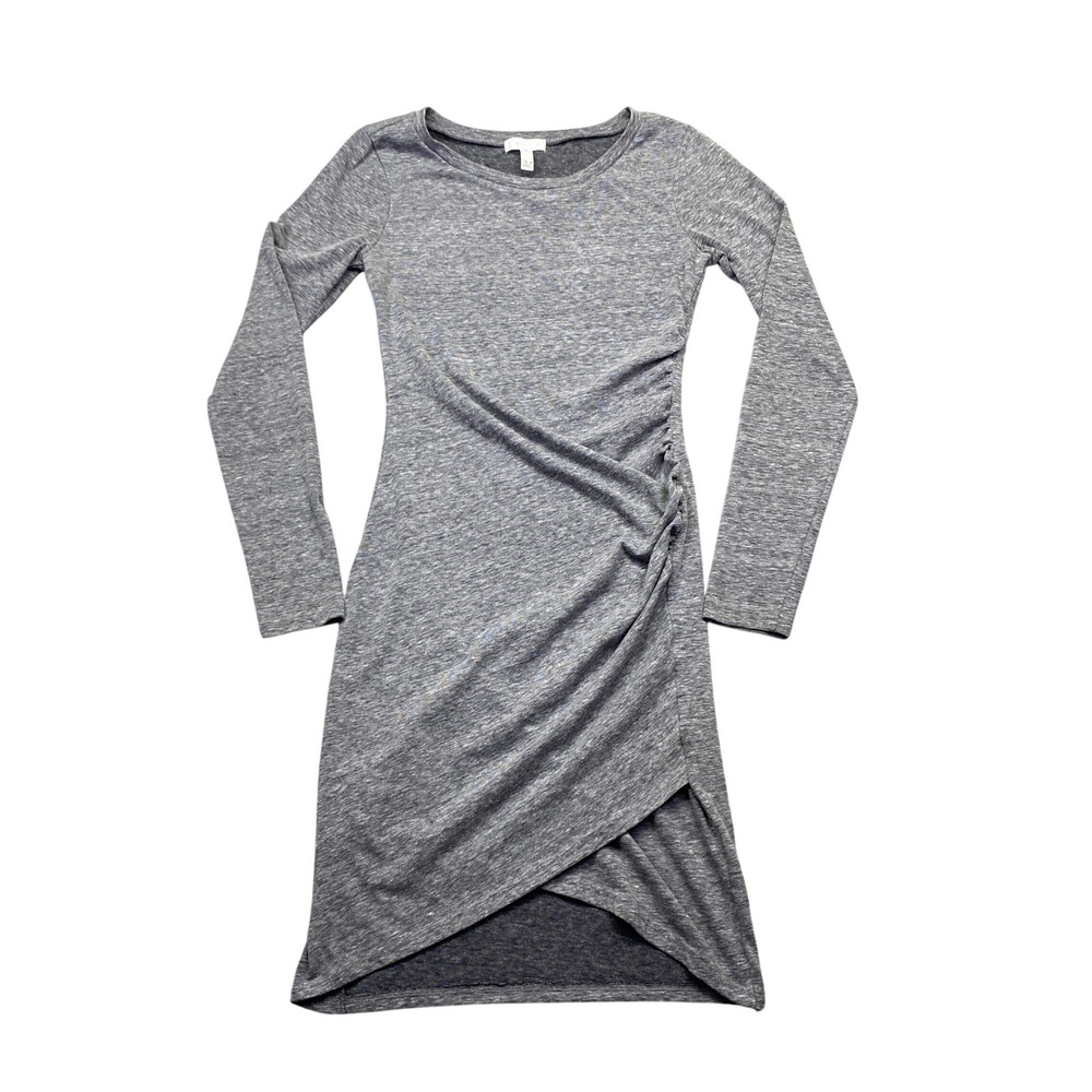 Leith Womens Ruched Long‎ Sleeve Bodycon Dress Heather Grey XS Festive Boho
